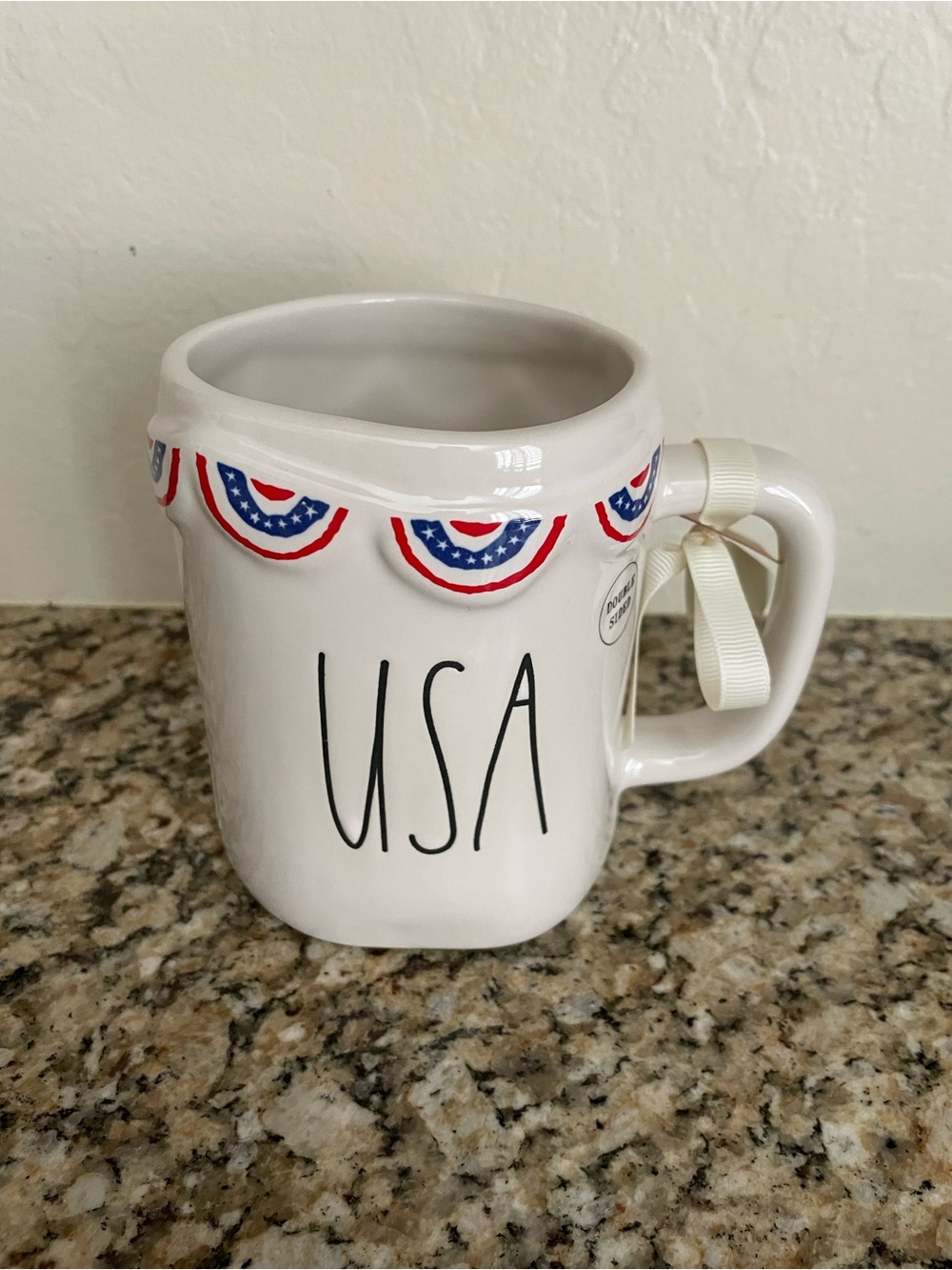 Rae Dunn USA Mug with Red, White & Blue Accent 2 Sided